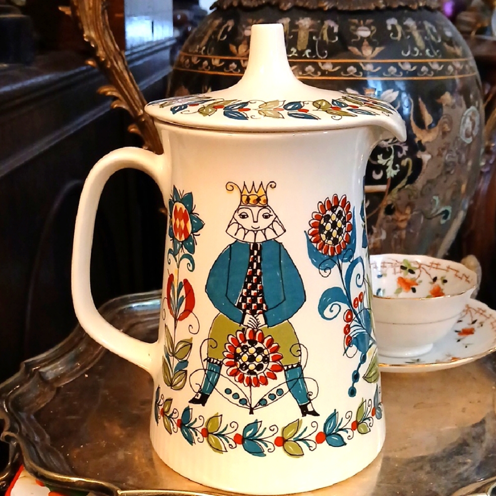 Colorful Norway 1960s Figgjo Flint Saga Ceramic Art Pitcher
